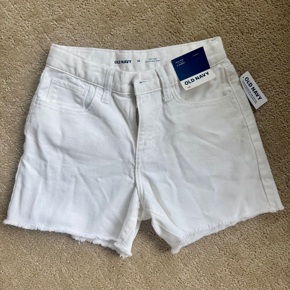 NWT Old Navy Girls Raw Hem Jean Shorts White - size 10